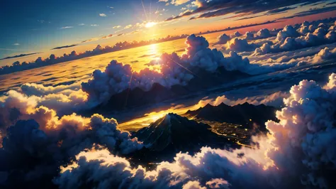 sea of clouds，sea，shining gold