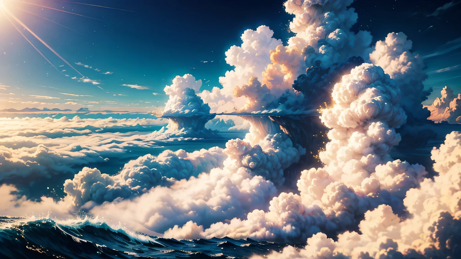 海 of Clouds，海，輝く金