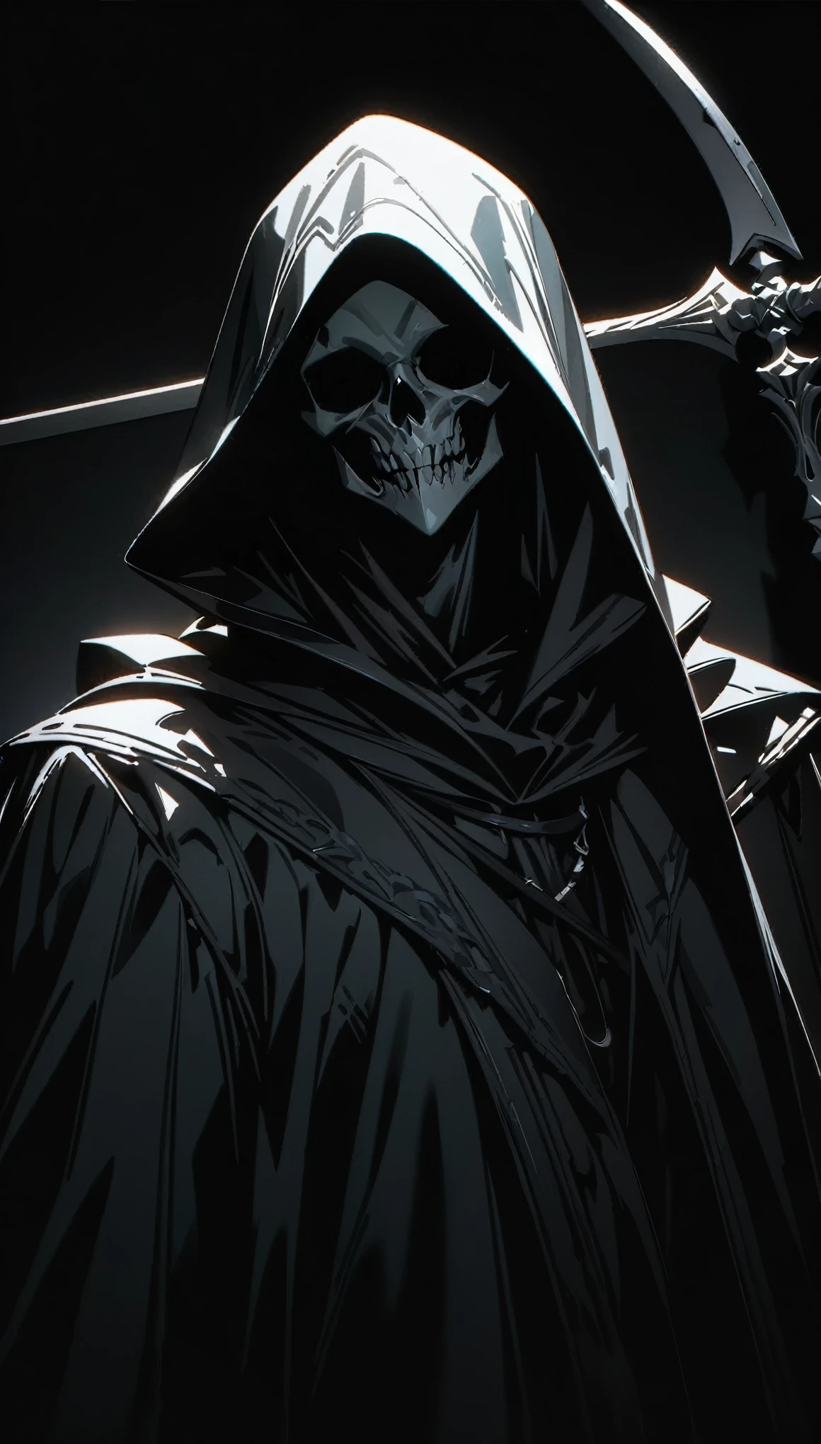 (high quality, 8k, 4K, High detail, High Contrast, masterpiece:1.2, 最high quality, Best aesthetics), ((Black, Strange Grim Reaper)), Dark Color Palette, Black Death, Insufficient lighting, Devil&#39;s Drug, Magic circle and tapestry hanging on the wall, Summoned Grim Reaper, Hooded, Clown costume, with a scythe, black magic, roar, Overflowing energy, Black Death:1.2, Impressive fantasy art, Random Pause, Dutch Angle, Dilapidated Western-style building background, Ultra-fine Illustration.