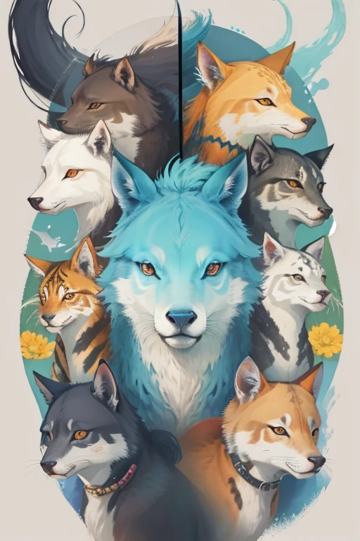 ilustraciones de animales,especies mixtas,diferentes tipos de animales,Varias especies,Animales diversos,Mundo animal,Reino animal,arte animal,combinación de animales,animales armoniosos,Autor：maki-haku,Reino animal插圖,diversidad de especies,animales salvajes pacíficos,Criaturas pacíficas,Desierto pacífico,armonía natural,mezcla de animales,Ilustración de animales salvajes，evolución digimon，Evolución definitiva，cuerpo perfecto，Cuerpo definitivo，caballo