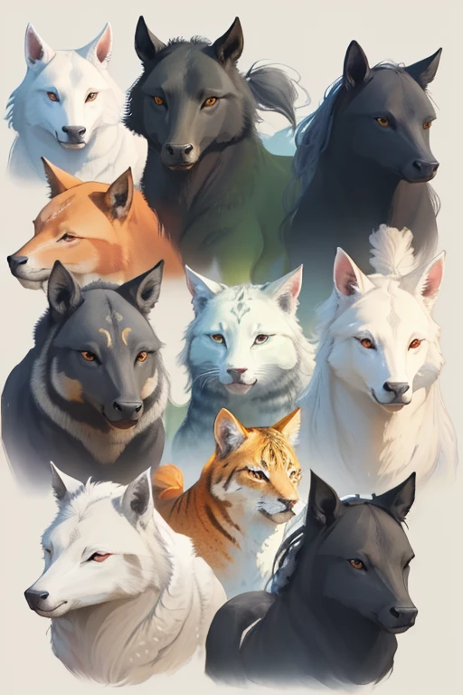 ilustraciones de animales,especies mixtas,diferentes tipos de animales,Varias especies,Animales diversos,Mundo animal,Reino animal,arte animal,combinación de animales,animales armoniosos,Autor：maki-haku,Reino animal插圖,diversidad de especies,animales salvajes pacíficos,Criaturas pacíficas,Desierto pacífico,armonía natural,mezcla de animales,Ilustración de animales salvajes，evolución digimon，Evolución definitiva，cuerpo perfecto，Cuerpo definitivo，caballo