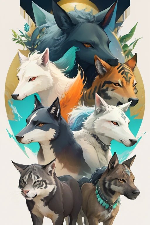 ilustraciones de animales,especies mixtas,diferentes tipos de animales,Varias especies,Animales diversos,Mundo animal,Reino animal,arte animal,combinación de animales,animales armoniosos,Reino animal插圖,diversidad de especies,mezcla de animales,Ilustración de animales salvajes，evolución digimon，Evolución definitiva，cuerpo perfecto，Cuerpo definitivo，caballo