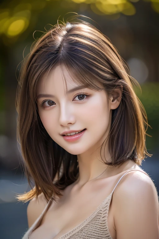 ((highest quality)), ((masterpiece)), (detailed), Perfect Face、Perfect body、Light brown hair、Beautiful Skin、Cleavage、girlfriend on date、Russian Beauty、(masterpiece:1.3), (8k, Photorealistic, Raw photo, Best image quality: 1.4), (Random Hairstyles:1.2)、Cleavage:1.2、Super detailed face、Attention to detail、double eyelid、Put your chest together、Sharp focus:1.2、Beautiful woman:1.4、Light brown hair、highest quality、masterpiece、超A high resolution、(Photorealistic:1.4)、Very detailed and professionally lit smiles、Loose, lightweight knitwear、Shoulders out、thin、Serious expression、Deadly position