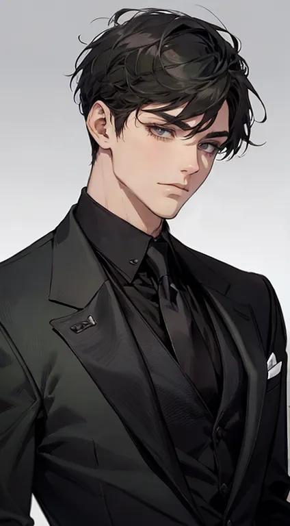 ((a young man in a black suit and tie)), taken in the early 2020s, gotham, alejandro, he looks very sophisticated, (((left side ...