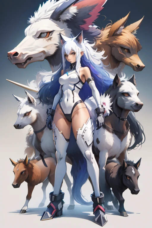 animal illustrations,mixed species,different kinds of animals,various species,diverse animals,digimon evolution，Ultimate Evolution，perfect body，ultimate body，horse，There is personification，digimon evolution，Ultimate Evolution，perfect body，ultimate body，horse，There is personification