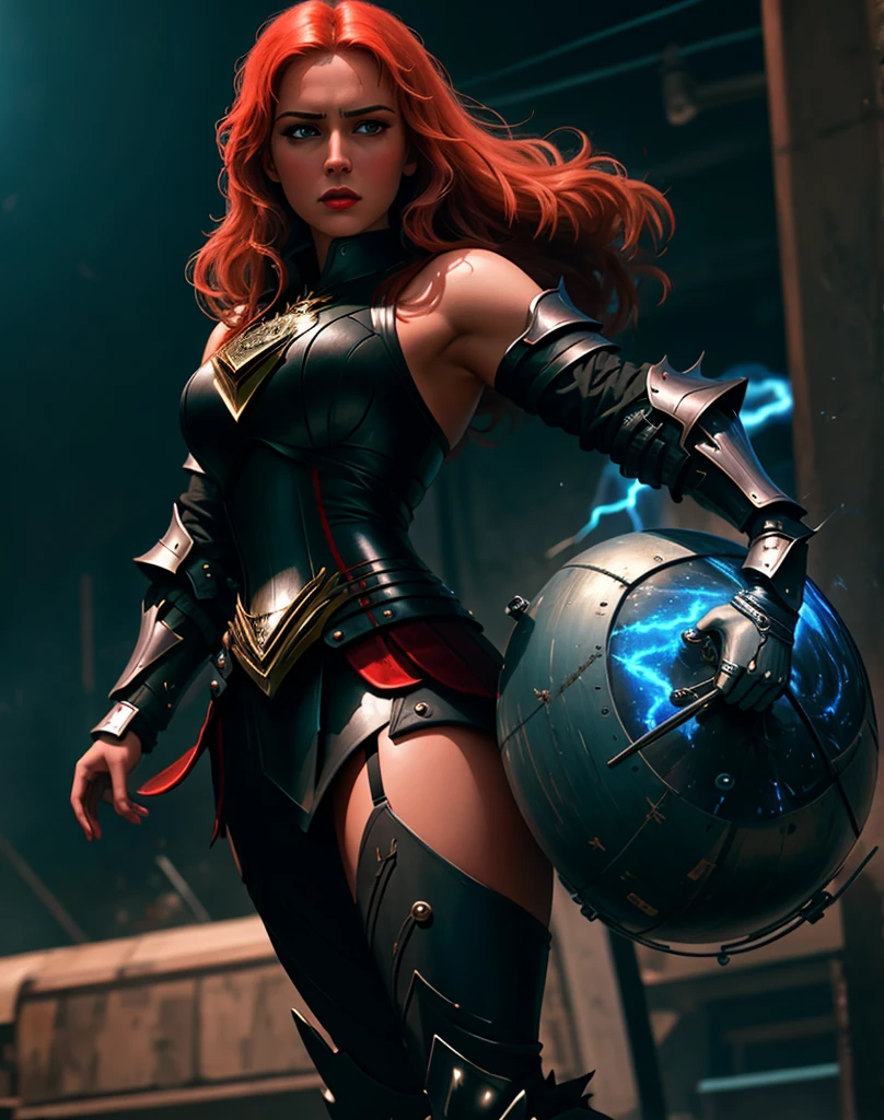 4k, masterpiece, High resolution, absurd,
edgThunderball,woman in armor,lightning ,wearing edgThunderball_armor, charged, Thunderball