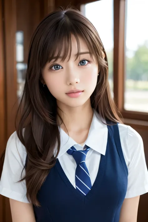 beautiful girl, (highest quality:1.4), (Very detailed), (Very detailed美しい顔), Brush your hair back, look forward to, Great face, iris, (Beautiful Hair:1.5), (school uniform:1.2), Short sleeve,Look away, Smooth, Highly detailed CG composite 8k wallpaper, Hig...