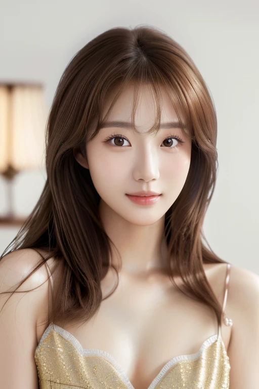 ((highest quality)), ((masterpiece)), (detailed), Perfect Face、Perfect body、Light brown hair、Beautiful Skin、A beautiful Russian and Korean woman、(masterpiece:1.3), (8k, Photorealistic, Raw photo, Best image quality: 1.4), (Random Hairstyles:1.2)、Cleavage:1.2、Super detailed face、Attention to detail、double eyelid、Sharp focus:1.2、Beautiful woman:1.4、highest quality、masterpiece、 high resolution、(Photorealistic:1.4)、非常にdetailedでプロフェッショナルな照明の笑顔、thin、Serious expression、A perfect smile、Top view