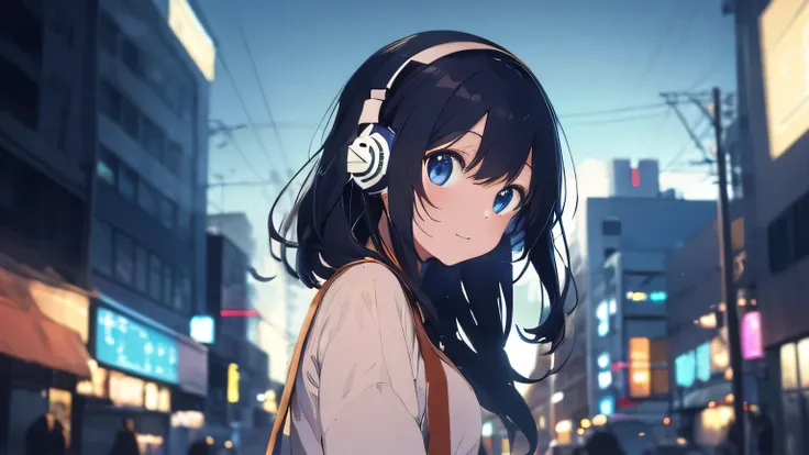 lo-fi music vibes、please draw me a cute anime style illustration。
please draw an illustration of a girl listening to music with ...