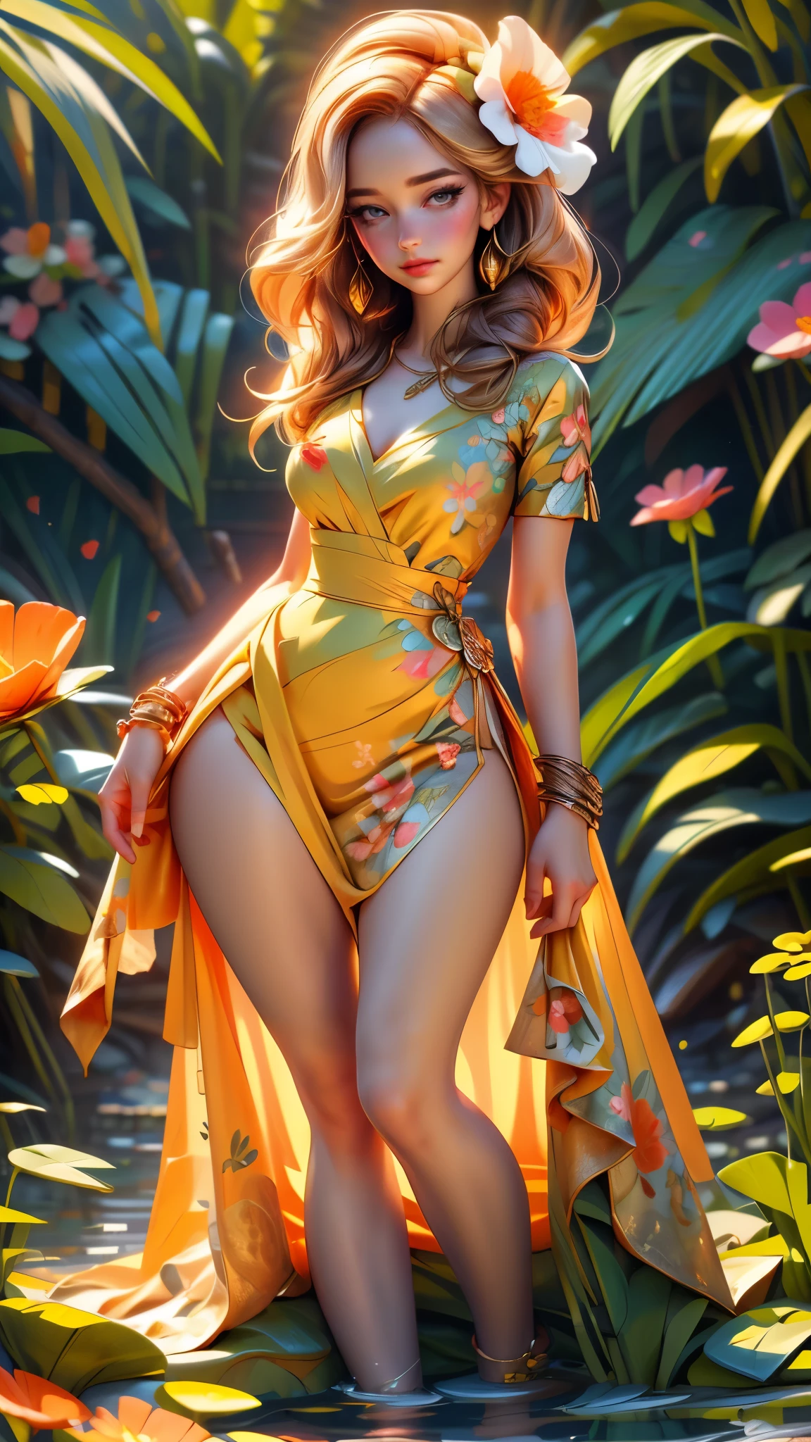 (best quality,4k,8k,highres,masterpiece:1.2),ultra-detailed,(best quality,realistic:1.2),lovely woman,field of poppy flowers,sheer yellow floral print summer dress,sunset,play,joy,beauty,harmony,portrait,soft lighting,vibrant colors, HDR, 8k, absurdres, cinestill 800, sharp focus, add_detail:2, Ultra HD | | | ((Fullbody-shot)) add_detail:2 (1woman, solo)