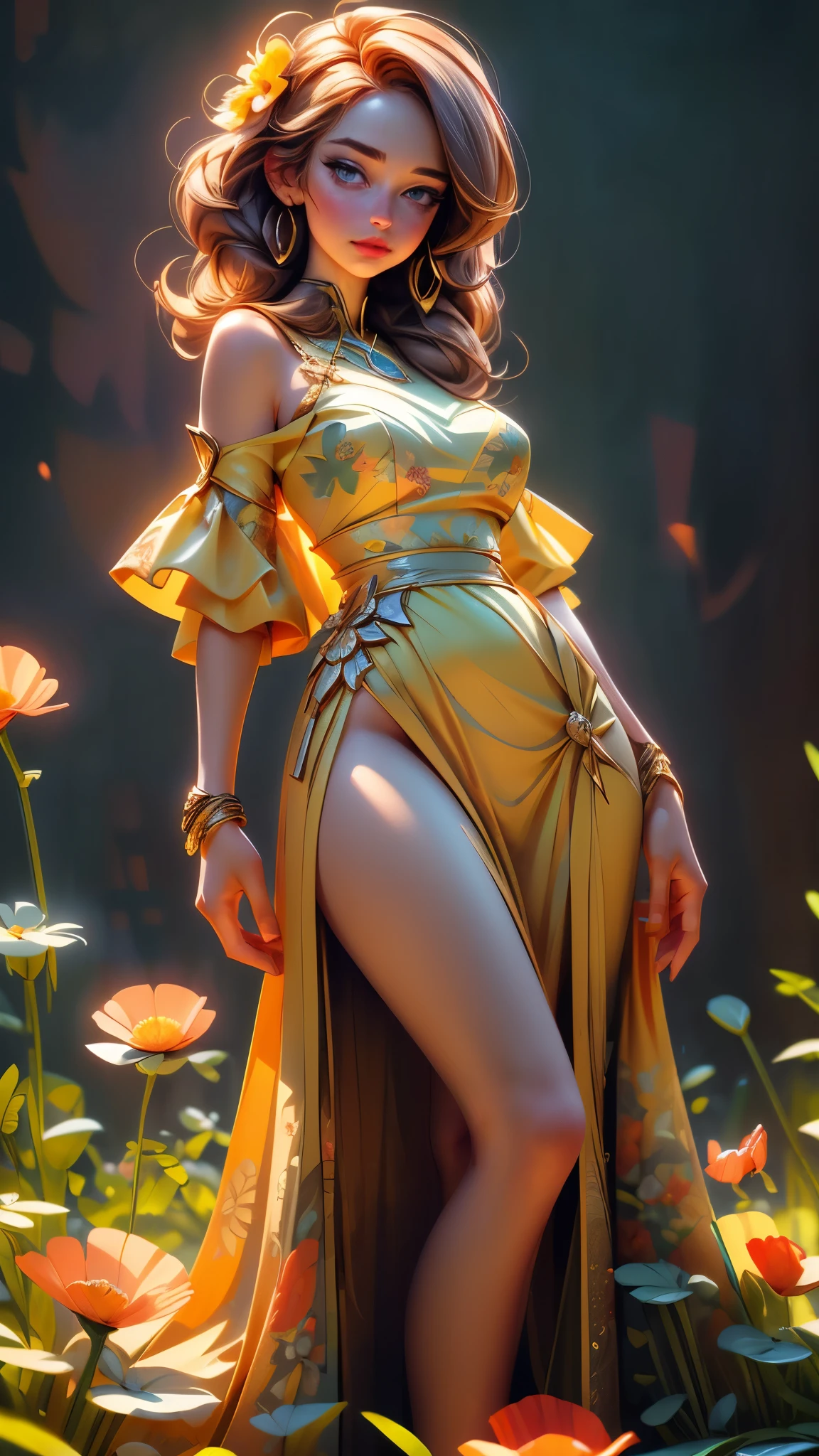 (best quality,4k,8k,highres,masterpiece:1.2),ultra-detailed,(best quality,realistic:1.2),lovely woman,field of poppy flowers,sheer yellow floral print summer dress,sunset,play,joy,beauty,harmony,portrait,soft lighting,vibrant colors, HDR, 8k, absurdres, cinestill 800, sharp focus, add_detail:2, Ultra HD | | | ((Fullbody-shot)) add_detail:2 (1woman, solo)