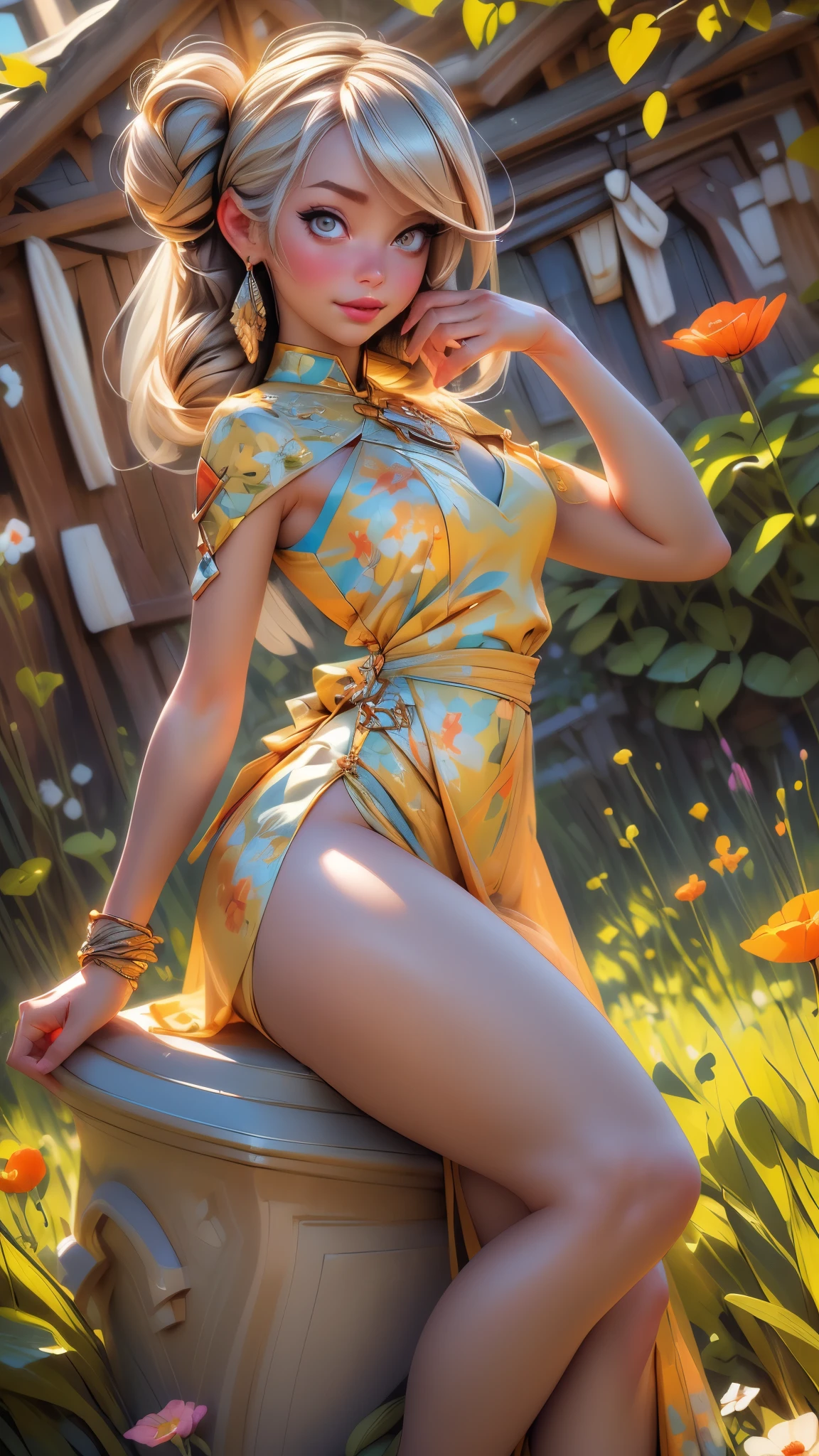 (best quality,4k,8k,highres,masterpiece:1.2),ultra-detailed,(best quality,realistic:1.2),lovely woman,field of poppy flowers,sheer yellow floral print summer dress,sunset,play,joy,beauty,harmony,portrait,soft lighting,vibrant colors, HDR, 8k, absurdres, cinestill 800, sharp focus, add_detail:2, Ultra HD | | | ((Fullbody-shot)) add_detail:2 (1woman, solo)