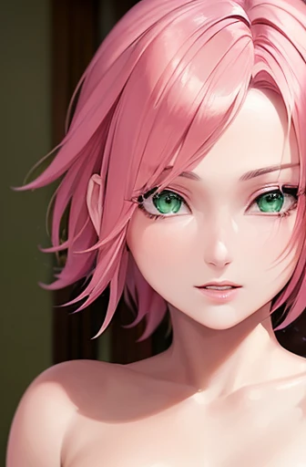 ((ultra qualidade)), ((obra de arte)), Haruno Sakura, Naruto Shippuden, ((Cabelo curto rosa)), (lindo rosto fofo), (lindos lábios femininos), encantador, ((expressão facial sexy)), olha para a câmera, olhos ligeiramente abertos, (cor da pele branca), (pele azul), brilho no corpo, ((lindos olhos femininos detalhados)), ((olhos verdes)), (mulheres suculentas&#39;delineador labial), (lindas mãos femininas), ((Figura feminina ideal)), corpo feminino ideal, cintura linda, coxas lindas, lindos seios pequenos, ((magro e bonito)), senta sedutoramente (rosto de perto), Sakura Haruno, vestindo roupas íntimas, calcinha rosa, rosa bom, Roupa íntima fofa, calcinhas fofas rosa com laço, (detalhes claros), ((alto detalhe)), Realmente, sessão de fotos profissional, ((foco claro)), anime
