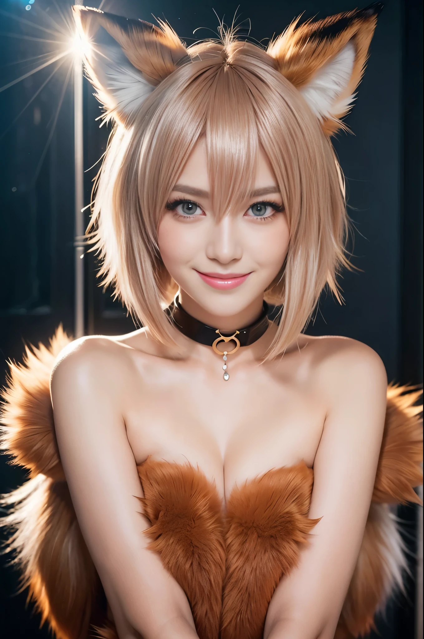 A close up of a woman with a furry costume posing for a picture - SeaArt AI