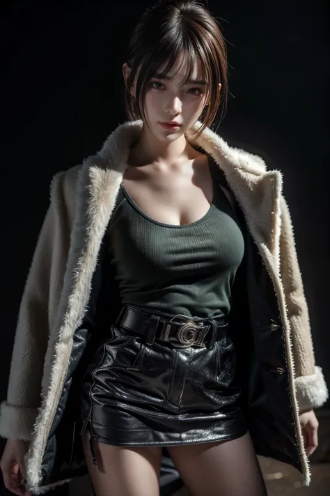 there is a woman with a fur coat and a belt, anime girl in real life, photorealistic anime girl render, ig model | artgerm, fubu...