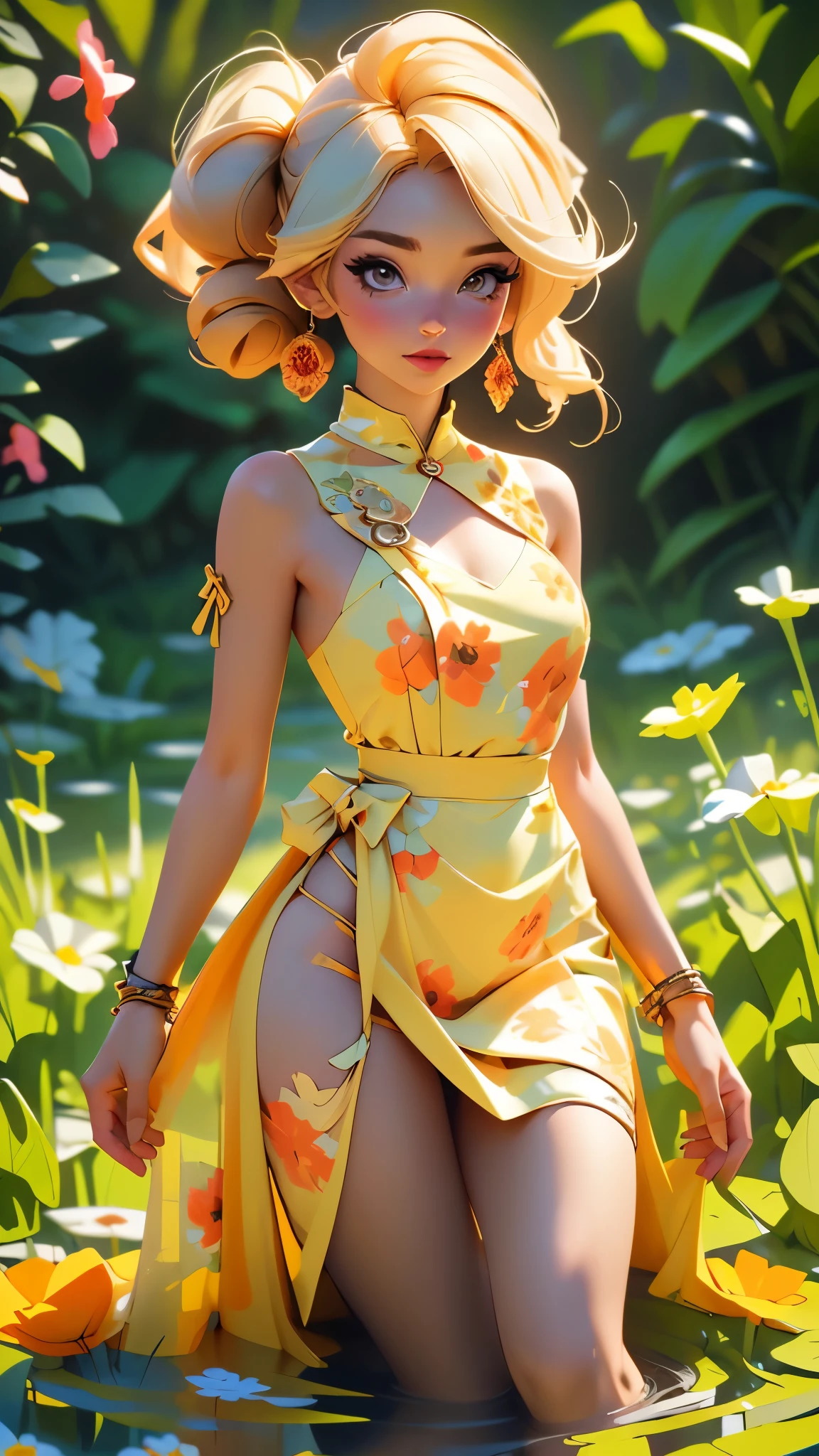 (best quality,4k,8k,highres,masterpiece:1.2),ultra-detailed,(best quality,realistic:1.2),lovely woman,field of poppy flowers,sheer yellow floral print summer dress,sunset,play,joy,beauty,harmony,portrait,soft lighting,vibrant colors, HDR, 8k, absurdres, cinestill 800, sharp focus, add_detail:2, Ultra HD | | | ((Fullbody-shot)) add_detail:2 (1woman, solo)