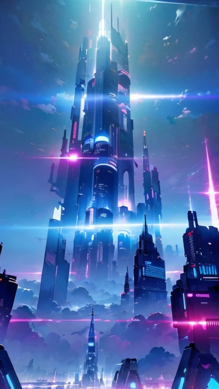 A beautiful futuristic city,(( in a night cyberpunk landscape)),futuristic skycrapers, luminous glyphs, 4k , uhd, insane details, cosmos