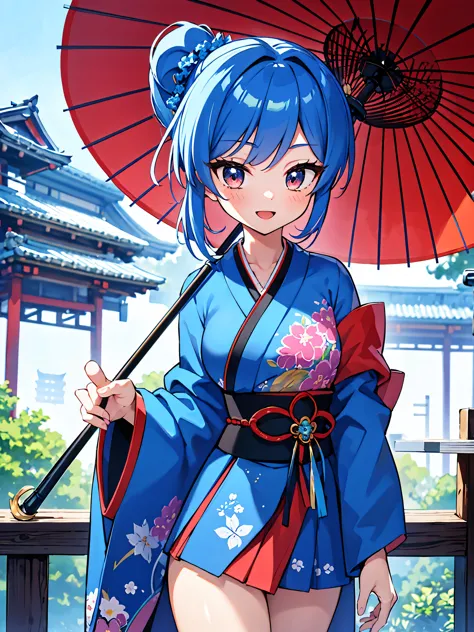 Blue HAIR,side pony tail,highest quality, Ultra-detailed 8k CG rendering, masterpiece, High resolution, Very detailed,
Samurai g...