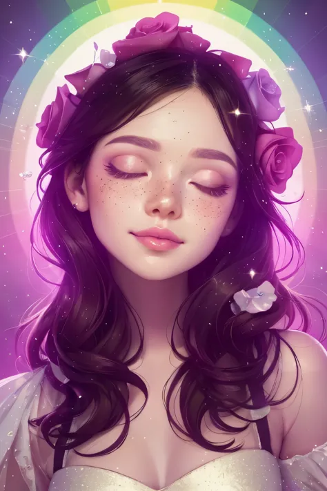 (This is a beautiful rainbow fantasy image that feels interesting and emphasizes glitter and iridescence.) Generate a ((blind)) ...