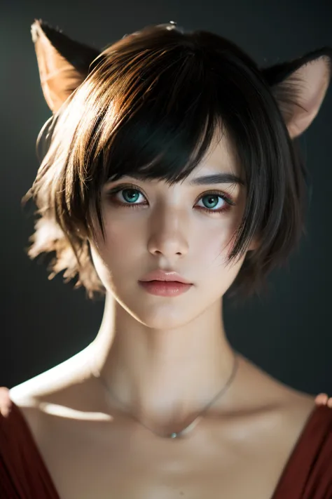 (absurd, high resolution, very detailed), masterpiece, highest quality, light and shadow, ,wolf ears male,short cropped hair,sho...