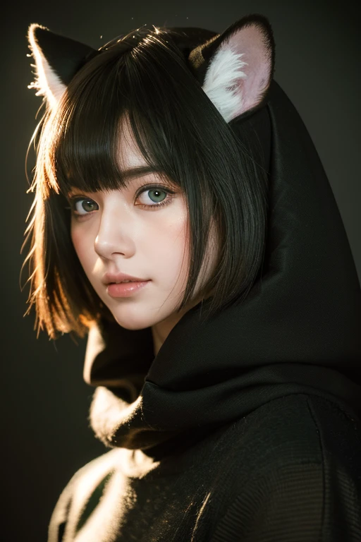 (Absurd, High resolution, Very detailed), masterpiece, highest quality, Light and shadow, ,Wolf ears male,Short Cropped Hair,Short bangs,Detailed face,Black Shirt,No hood,Thin chest,thin,clear, Big eyes, Anime characters,Anthropomorphic white wolf,good looking,Young people, young,good looking,   ((Heterochromia iridis, 左目はclearイエロー, Right eye is red and glowing like crimson,Right eye dazzling,),Mysteriously shining eyes, Fantasy,Mysterious , Great background,,Octane Rendering, Beautiful Features, Beautiful and detailed,  Detailed face, Perfect skin texture, Extremely detailed, Whole-body vision,,  Professional Lighting, profile,Shot with a Hasselblad X1D-50, Written boundary depth, Perfect all-round lighting, (highest quality), (masterpiece), (Very detailed),Far from the Lord,Wolf ears don&#39;t extend beyond the screen,The whole body fits on the screen,Upper body only,smile,Don&#39;t stare at the audience,Don&#39;t show close-ups of your face,Sweep the side hair back,