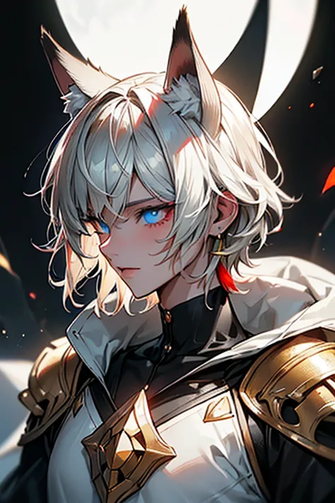 (Absurd, High resolution, Very detailed), masterpiece, highest quality, Light and shadow, ,Wolf ears male,Short Cropped Hair,Sho...