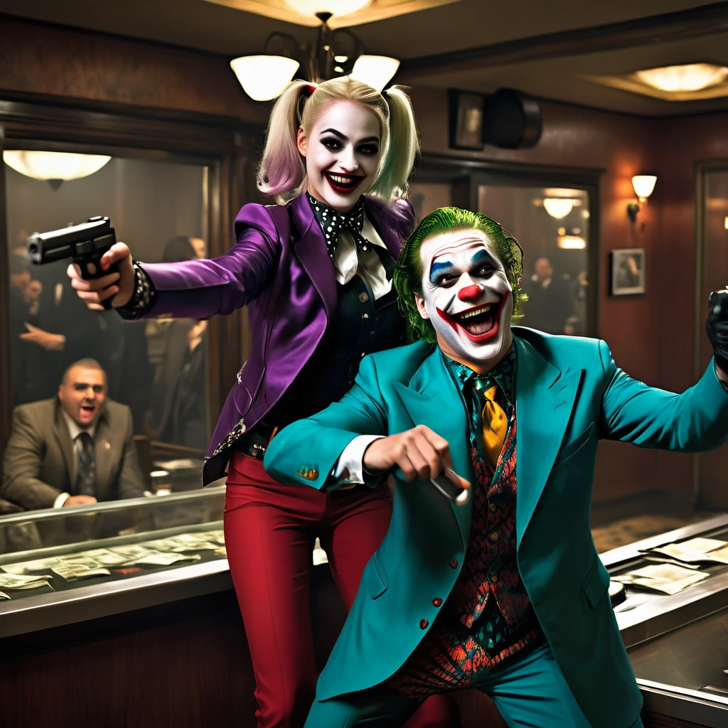 best quality:1.2,ultra-detailed,realistic:1.37),the joker and harley quinn  - SeaArt AI