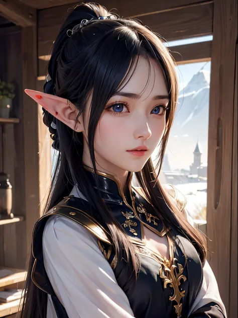 ((masterpiece、highest quality、Ultra-detailed、High resolution、Sharp focus、Cinematic lighting))、3/Beautiful 40 year old female elf...