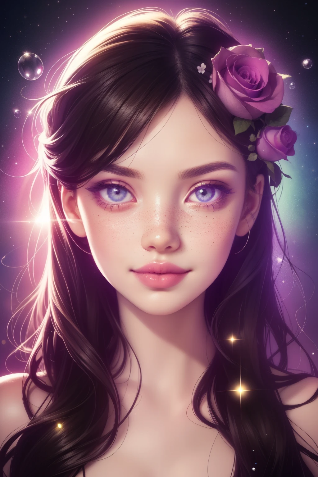 (This is a beautiful รุ้ง fantasy image that feels น่าสนใจ and emphasizes กลิตเตอร์ and iridescence.) สร้างก ((ตาบอด)) curvy woman with มีสีสัน curly ผม and milky eyes. Her face is important and is perfectly formed with ริมฝีปากบวม and perfect features. (ดวงตาของเธอมีความสำคัญอย่างยิ่ง). ภาพนี้สะท้อนถึงความงามอันบริสุทธิ์และจินตนาการที่นุ่มนวล. Include หวาน and detailed birds and soft, luminous flowers in all the colors of the รุ้ง. พื้นหลังของภาพตกแต่งด้วยโทนสีชมพู, ระยับ, กลิตเตอร์, and fantasy details like colored ฟองอากาศ and cosmos. ใช้การจัดองค์ประกอบแบบไดนามิกเพื่อสร้างภาพที่น่าดึงดูดและอัดแน่นไปด้วยแอ็คชั่น. การแสดงแสงสีและแสงแบบภาพยนตร์ช่วยเพิ่มความงามของผู้หญิงและสีสันที่นุ่มนวลในงานศิลปะ. (((((ทัศนคติ: มุ่งหน้าไป.))))) รวมแฟนตาซีด้วย, น่ารัก, มีสีสัน, มีสีสัน, น่าสนใจ magic background, (ยิ้มแย้มแจ่มใส), ((ปานบนริมฝีปาก)), ((ริมฝีปากสวย)), พื้นหลังที่สวยงาม, พื้นหลังที่ซับซ้อน, หวาน background, (((รุ้ง))), ฝ้ากระที่ละเอียดอ่อน, ฝ้ากระตามธรรมชาติ, Surround her with eternal roses in ระยับing shades. เพิ่มรายละเอียดแปลกๆ เช่น ดวงดาว, ฟองอากาศ, and กลิตเตอร์ for an enchanting touch. รับรองความสมบูรณ์แบบบนใบหน้าของเธอ, ผม, และดวงตา. ผสมผสานองค์ประกอบแห่งจินตนาการอันสูงส่ง, แปลก, และความสง่างามที่ละเอียด. กุหลาบอังกฤษ, เจ้าหญิง, โสเภณี, หญิงสูงศักดิ์, หวาน, น่ารัก, เงียบสงบ, น่ารัก, ระยับing, แวววาว, กลิตเตอร์ing, จินตนาการทางโหราศาสตร์, (((ผลงานชิ้นเอก))), (คุณภาพสูงสุด), มายากลเพิ่มขึ้น, สวนแฟนตาซี, หน้าสวย, ใบหน้าที่สมบูรณ์แบบ, ริมฝีปากบวม, น่าสนใจ, ยิ้มขี้อาย, องค์ประกอบแฟนตาซี, มายากลเพิ่มขึ้น, ดวงตาสวย, perfect ริมฝีปากบวม, โทนสีอัญมณี, ความส่องสว่าง