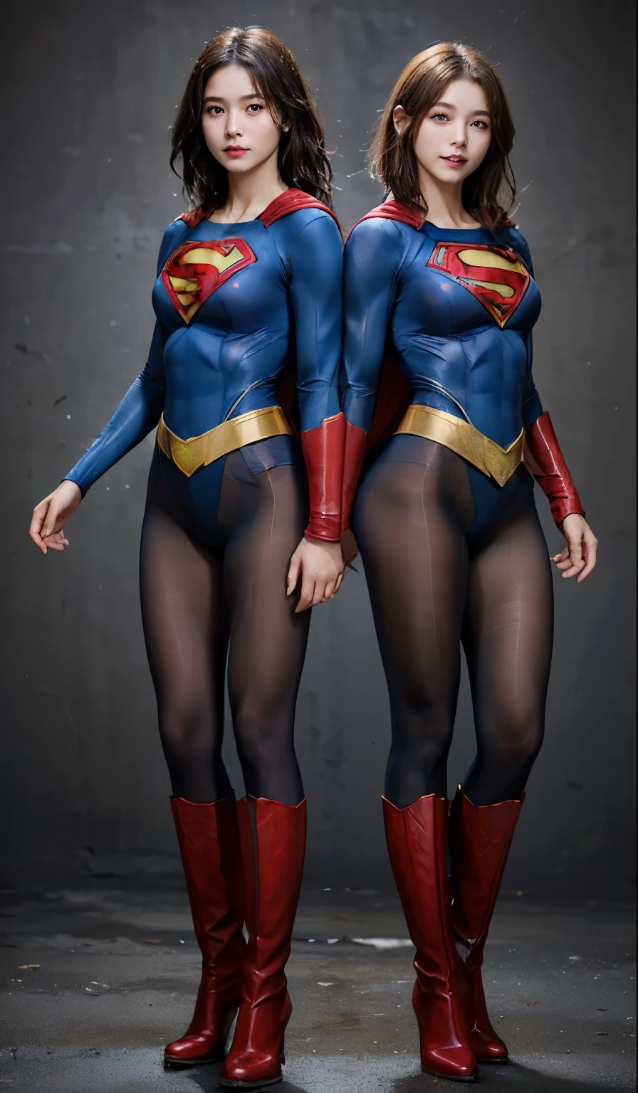 No background、(((Beautiful legs in black tights.)))、(((Legally express the beauty of your smile)))、((((Make the most of your original images)))、(((Body-fitting Supergirl costume)))、(((Supergirl Costume)))、(((Short beautiful hair)))、(((suffering)))、(((Please wear black tights....、Wear red boots)))、((Best image quality、8k))、((highest quality、8k、masterpiece:1.3))、(((Preserve background )))、Sharp focus:1.2、Beautiful woman with perfect figure:1.4、Slim Abs:1.2、Wet body:1.5、Highly detailed face and skin texture、8k