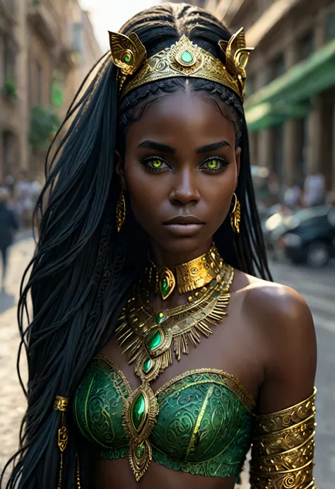 (((Femme noir africaine, peau couleur ébène intense et profond, peau parfaite))), ((best quality, extremely detailed:1.8, hyperR...