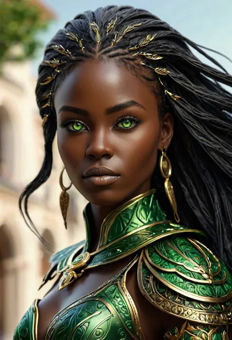 (((Femme noir africaine, peau couleur ébène intense et profond, peau parfaite, en mouvement,  marche, full body))), ((best quali...
