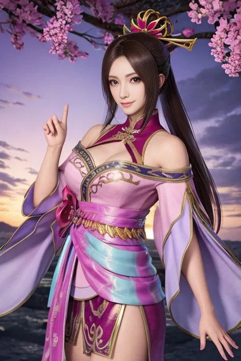 Diao Chan and men in Dynasty Warriors 8,超reality的な,hair ornaments,The perfect Diao Chan costume,Twin Tail Star Piece、Man and Dia...