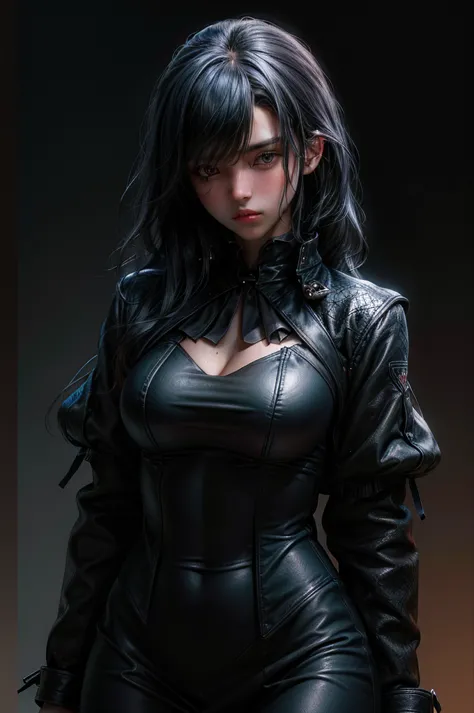 (black rider jacket:1.1), (masterpiece, highest quality, pretty girl, beautiful face, 8k, raw photos, realistic, absurd:1.2), te...