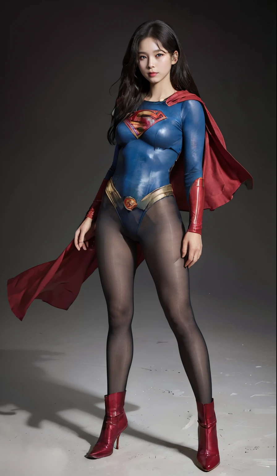 No background、(((Beautiful legs in black tights.)))、(((Legally express the beauty of your smile)))、((((Make the most of your original images)))、(((Supergirl Costume)))、(((Beautiful Hair)))、(((suffering)))、(((Please wear black tights....、Wear red boots)))、((Best image quality、8k))、((highest quality、8k、masterpiece:1.3))、(((Preserve background )))、Sharp focus:1.2、Beautiful woman with perfect figure:1.4、Slim Abs:1.2、Wet body:1.5、Highly detailed face and skin texture、8k