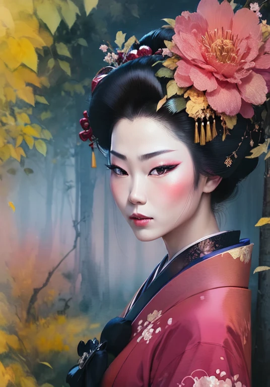 ((pintura de acuarela)) de una mujer geisha, cerrar retrato de geisha, retrato de una geisha, Geisha de belleza, geisha, Geisha japonaise, retrato de una hermosa geisha, Peinado Geisha, arte japonés, Retrato samurái, Foto retrato de geisha, Geisha descrita como japonesa, Estilo artístico japonés, inspirado en Toyohara Kunichika