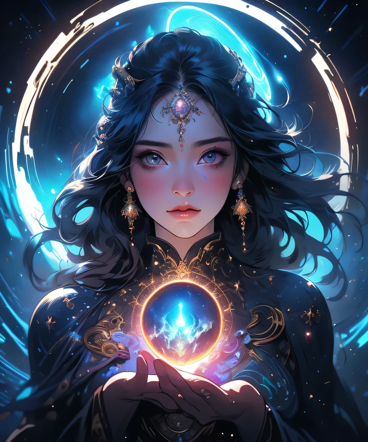 A cosmic keystone, surreal fantasy scene, glowing nebulae, floating islands, majestic mountains, ethereal architecture, sci-fi, 1 woman, detailed face, long flowing hair, elegant dress, mystical expression, glowing energy, cinematic lighting, dramatic shadows, vibrant colors, digital matte painting, highly detailed, photorealistic, (best quality,4k,8k,highres,masterpiece:1.2),ultra-detailed,(realistic,photorealistic,photo-realistic:1.37)