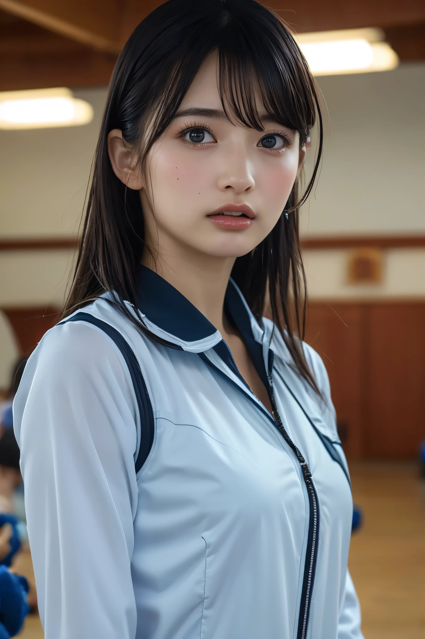 (8k, RAW Photos,highest quality, High resolution:1.1), (Ultra-realistic:1.4),(Realistic, Realistic:1.3),The Beauty of Japan、Rhythmic gymnastics club、Rhythmic Gymnastics Uniform、((Upper Body:1.3))