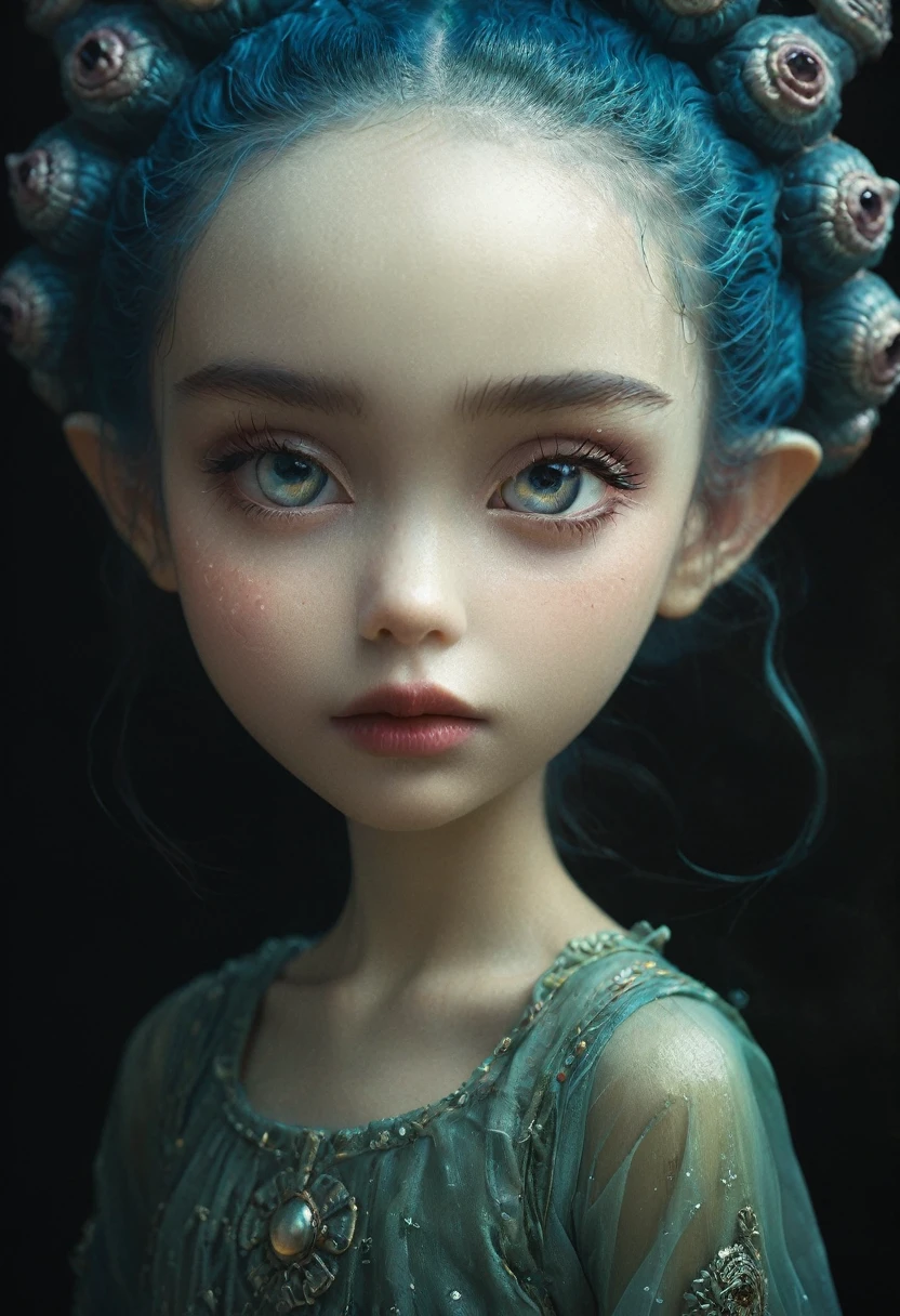 estilo olpntng, ""Foto ultra realista, A linda criaturinha alienígena de Mark Ryden e Daiyou-Uonome, Nicoletta Ceccoli produz renderização de personagem cinematográfico, Retrato da cabeça aos ombros, hiper detalhado, arte de James Jean e Sachin Teng, sociedade cg, rosto bonito, Intrincado"", pintura a óleo, golpes pesados, tinta pingando, confusão, Ultra-detalhado, fotografia de filme, vazamentos de luz, Larry Bud Melman, tendências no artstation, foco nitído, foto de estúdio, Intrincado details, Altamente detalhado, por Greg Rutkowski