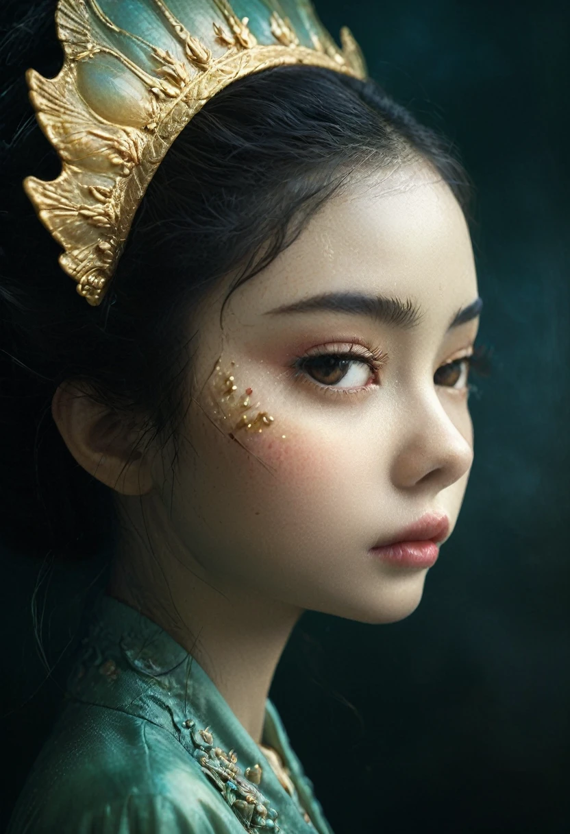 estilo de visualización, ""foto ultra realista, La pequeña y hermosa criatura alienígena de Mark Ryden y Daiyou-Uonome, Renderizado del personaje cinematográfico de producción de Nicoletta Ceccoli, Retrato de cabeza a hombros, hiper detallado, Arte de James Jean y Sachin Teng., sociedadcg, Hermoso rostro, Intrincado"", pintura al óleo, golpes fuertes, pintura goteando, bruma, ultra detallado, fotografía de cine, filtraciones de luz, Larry Bud Melman, tendencia en artstation, enfoque nítido, foto de estudio, Intrincado details, muy detallado, por Greg Rutkowski