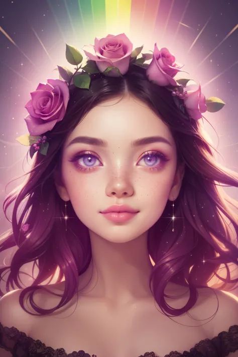 (this is a beautiful rainbow fantasy image that feels interesting and emphasizes glitter and iridescence.) generate a ((blind)) ...