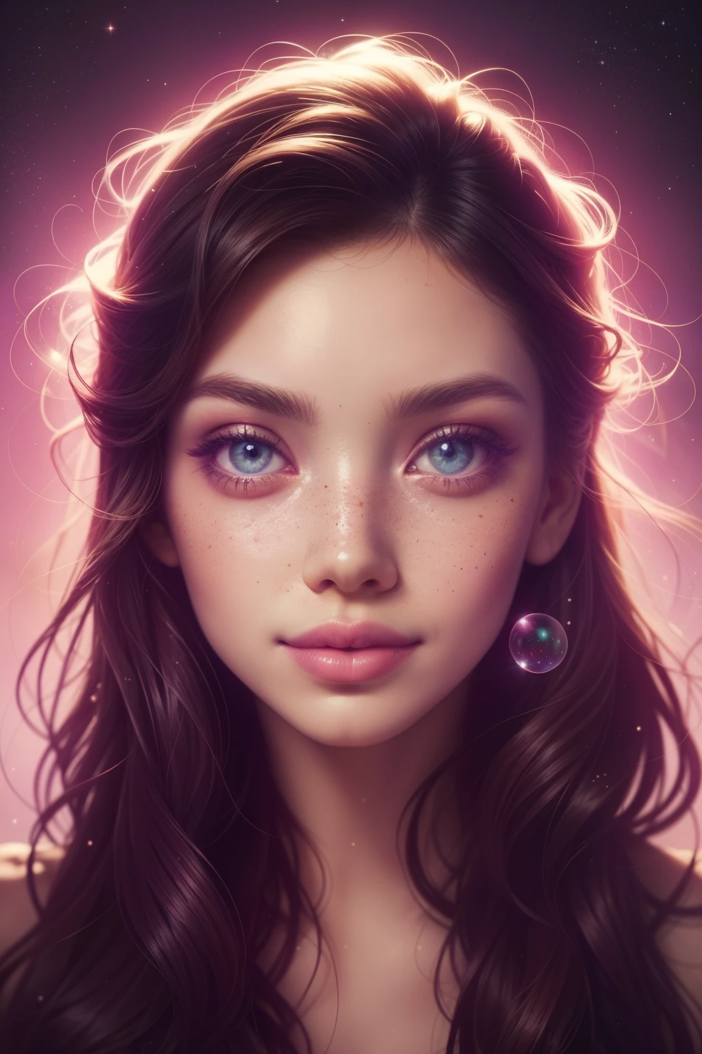 (This is a beautiful arcoíris fantasy image that feels interesante and emphasizes Brillantina and iridescence.) Generar un ((ciego)) curvy woman with Vistoso curly cabello and milky eyes. Her face is important and is perfectly formed with labios hinchados and perfect features. (Sus ojos son de vital importancia.). La imagen rezuma belleza etérea y suave fantasía.. Include dulce and detailed birds and soft, luminous flowers in all the colors of the arcoíris. El fondo de la imagen está decorado en tonos rosas., brillar, Brillantina, and fantasy details like colored burbujas and cosmos. Utilice una composición dinámica para crear una imagen atractiva y llena de acción.. La iluminación dramática y la iluminación cinematográfica realzan la belleza de la mujer y los colores suaves de la obra de arte.. (((((Perspectiva: De frente.))))) incluir fantasía, lindo, Vistoso, vistoso, interesante magic background, (sonriendo), ((marca de nacimiento en el labio)), ((Bonitos labios)), hermoso fondo, fondo complejo, dulce background, (((arcoíris))), pecas sutiles, pecas naturales, Surround her with eternal roses in brillaring shades. Añade detalles caprichosos como estrellas, burbujas, and Brillantina for an enchanting touch. Asegurar la perfección en su rostro., cabello, y los ojos. Incorporar elementos de alta fantasía., Capricho, y elegancia detallada. rosa inglesa, Princesa, cortesana, aristócrata, dulce, Encantador, Calma, Encantador, brillaring, brillando, Brillantinaing, fantasía astrológica, (((obra maestra))), (de la máxima calidad), rosa magica, jardín de fantasía, Hermoso rostro, cara perfecta, labios hinchados, interesante, Sonrisa tímida, elementos de fantasia, rosa magica, Ojos bonitos, perfect labios hinchados, tonos joya, luminosidad