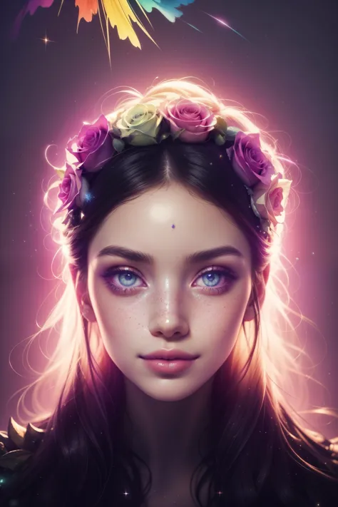 (This is a beautiful rainbow fantasy image that feels interesting and emphasizes glitter and iridescence.) Generate a ((blind)) ...