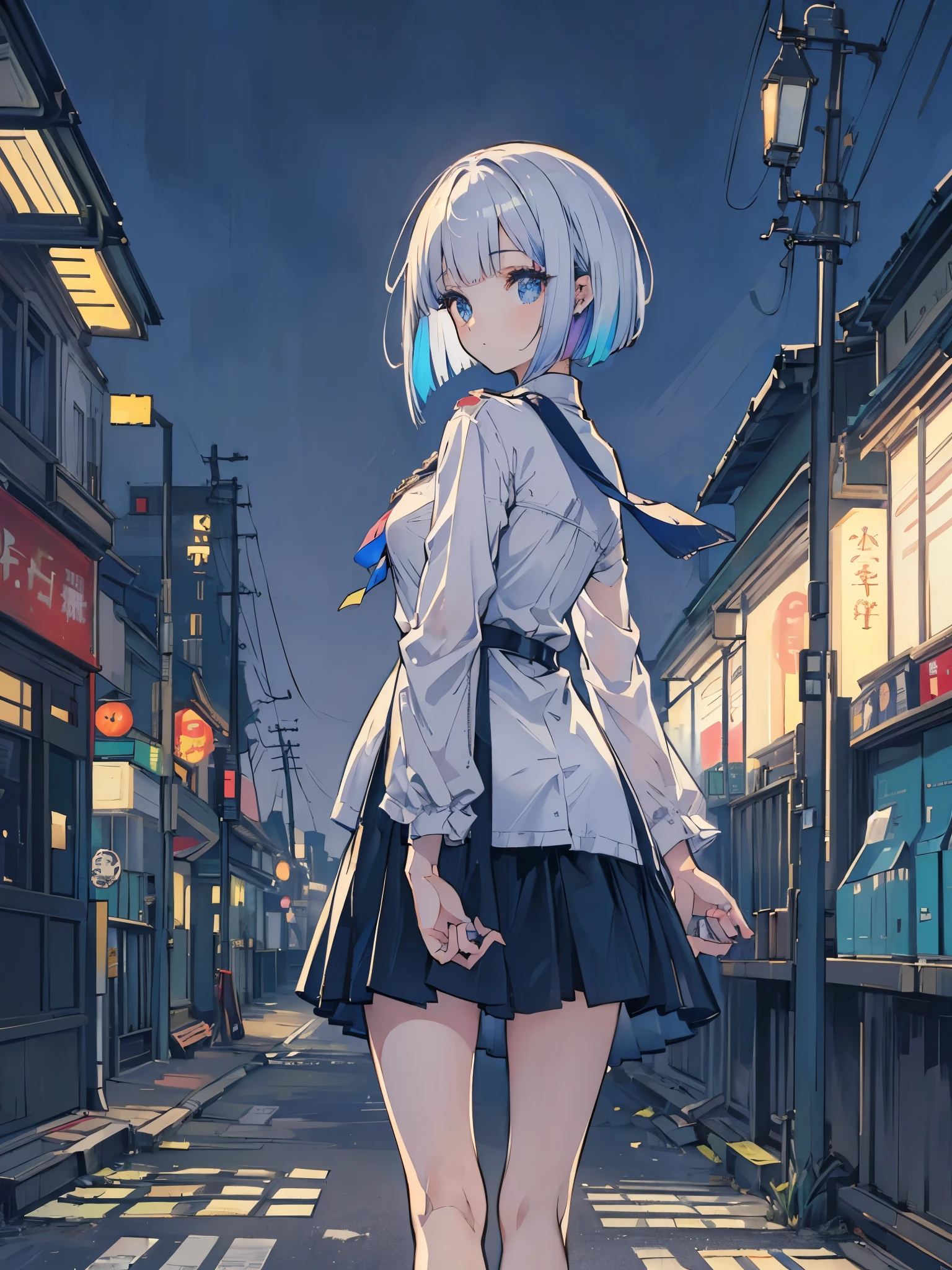 Une fille fée, se promener dans les rues de Tokyo parmi les gens, dépanneurs dans le champ de vision, personnes traversant le centre de Tokyo, (((la fée a les yeux bleu marine, cheveux blancs, et marche dans la rue en regardant sur les côtés ))), {fond d&#39;écran d&#39;unité CG 16k extrêmement détaillé}, photographie de paysage expansive, (une vue basse axée sur le personnage et le décor), (vue sur un grand champ ouvert), (prise de vue en contre-plongée) , (souligner: 1.5), (Lumière faible: 1.2), (Source de lumière chaude: 1.2), Détails complexes, (couleurs irisées: 1.2), (éclairage lumineux), (éclairage d&#39;ambiance), rêveur
