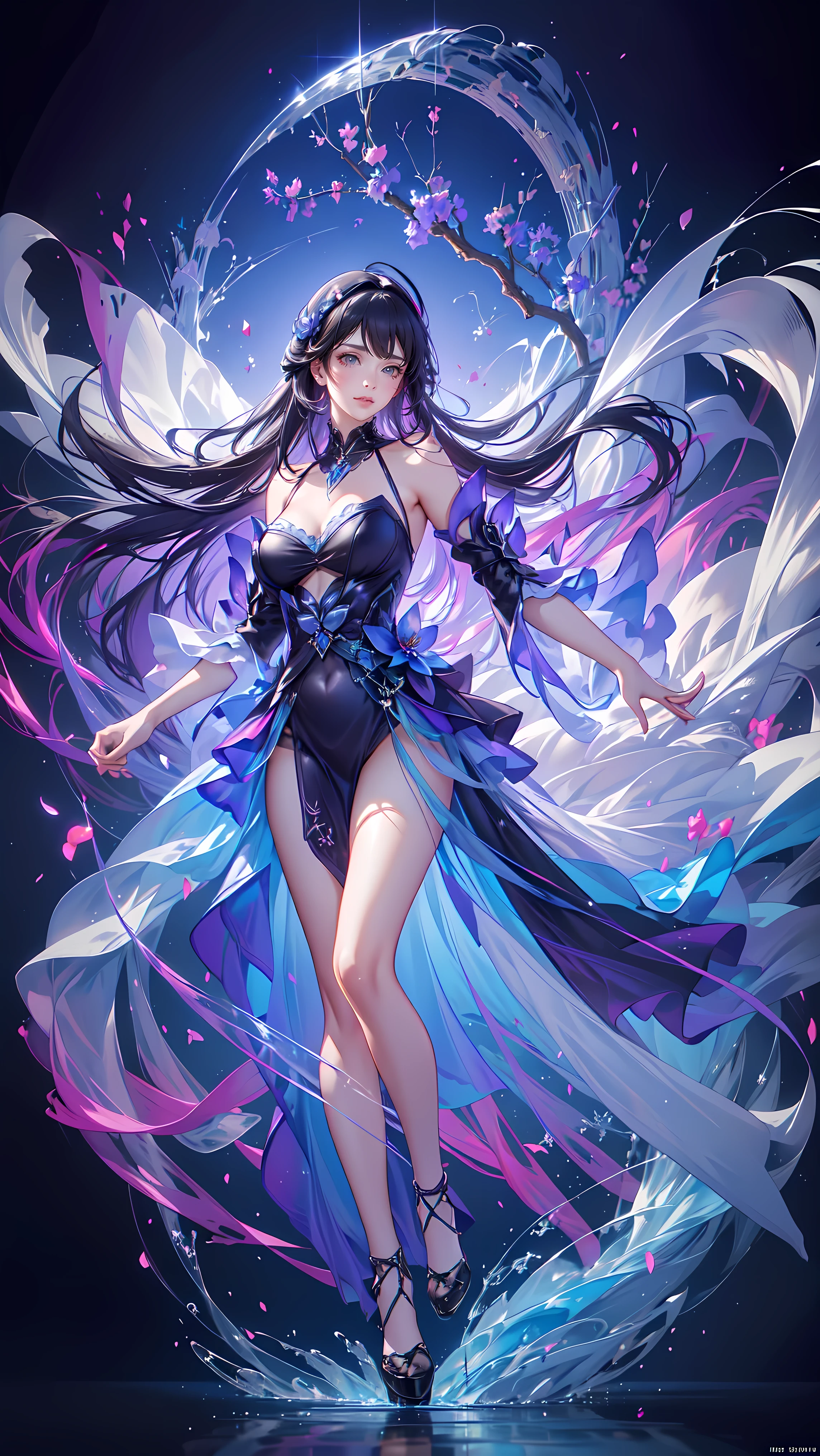 (((FULL BODY POSE))) (((SHOW PANTIES))) (((BIG GIANT BOOBS))) ((ANATOMY CORRECTED)) ((RED BLUE  LUXURY ARISTOCRATIC NOBLE COSTUME)) | A WOMEN WEAR ((SEXY OUTFIT)) ((BLUE LONG HAIR WITH RED HIGHLIGHT)) FLOATING IN THE ((BLUE SKY BACKGROUND)) ((FLOWER PETALS FAILING BACKGROUND IS A BLUE SKY)))) HORIZON PLANET FULL OF (((STARS))) | big eyes, ((big boobs)) sexy pose, big thigh, full body, large breasts, open legs, show panties, smile, portrait knights of zodiac, extremely detailed ((pixiv arts)), high detailed official artwork, [ tarot card ]!!!!!, detailed key anime art, knights of zodiac anime, beautiful celestial mage, firefly from honkai star rails, full body | (dynamic angle:1.1), outline, ((thick line art)), cover, stylish, official art, (details:1.2), (fantasy), garden, (bloom:1.1), glow:0.2, shadow, nature, flower, splash water, crystal, snowflakes, particles, bokeh, anamorphic light (depth of field), sharp focus, (volumetric lighting), (bokeh:0.6), film grain:0.4, (soft lighting:1.1) (VIGNETTE:1) | high-quality, ultra-detailed illustrations, ultra-high resolution, (high resolution, overwhelmingly pixel-perfect, luxurious illustration), (Ultra Quality, Masterpiece, Ethereal:1.4) photorealistic:.1.4, UHD (8k, RAW photo, best quality, masterpiece:1.2)