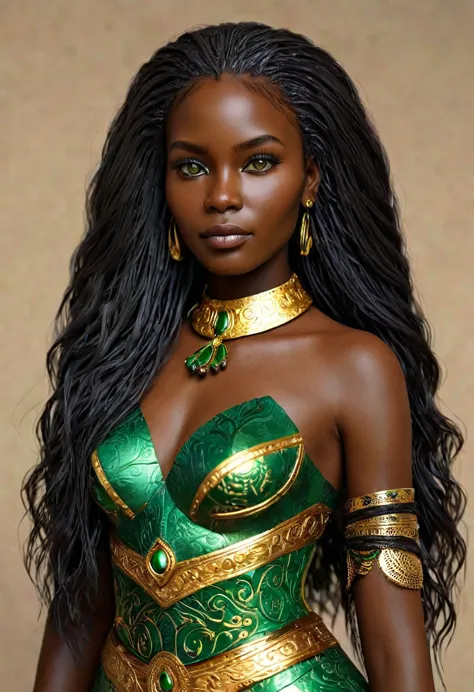 (((Femme noir africaine, peau couleur ébène noir intense et profond, peau parfaite, en mouvement,  marche, full body, cheffe d’e...