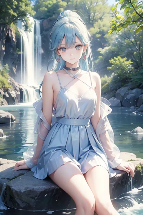 an area of a small lake in a forest area with a few rocks here and there, tree, scenery, waterfallanime women's body pictures 2 ...