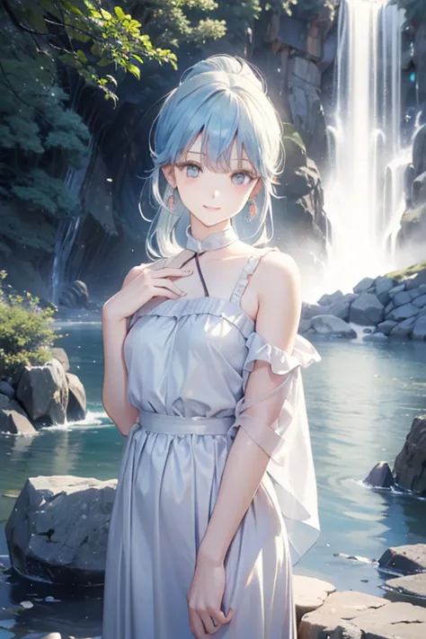 an area of a small lake in a forest area with a few rocks here and there, tree, scenery, waterfallanime women's body pictures 2 ...