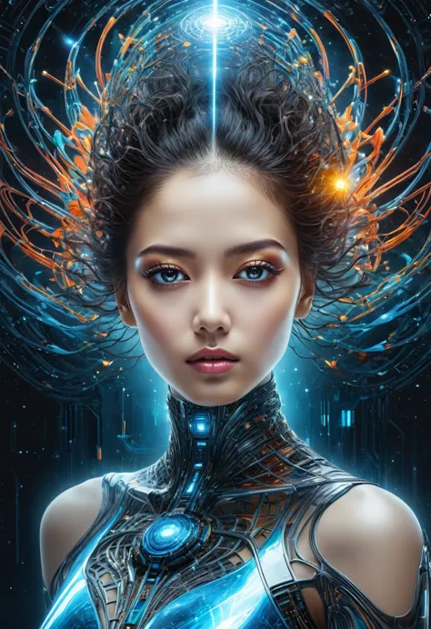ai inner data mind process workings relation to love 8k, glass, A glass-like alien floral monument bioluminescence , humanoid st...