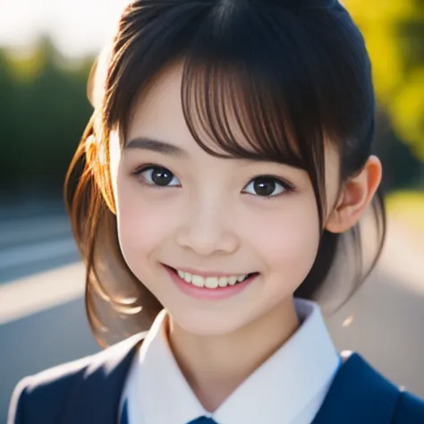 ((Cute 15 year old Japanese))、on the road、Highly detailed face、Pay attention to the details、double eyelid、Beautiful thin nose、Sh...